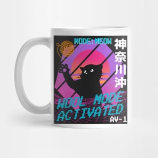 Vaporwave Aesthetic Style 80th Synthwave Cat Mug